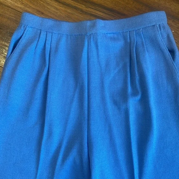 ST. JOHN COLLECTION MARIE GRAY Santana Knit Pants Blue Sz 14 Pull On Pockets - Picture 2 of 6